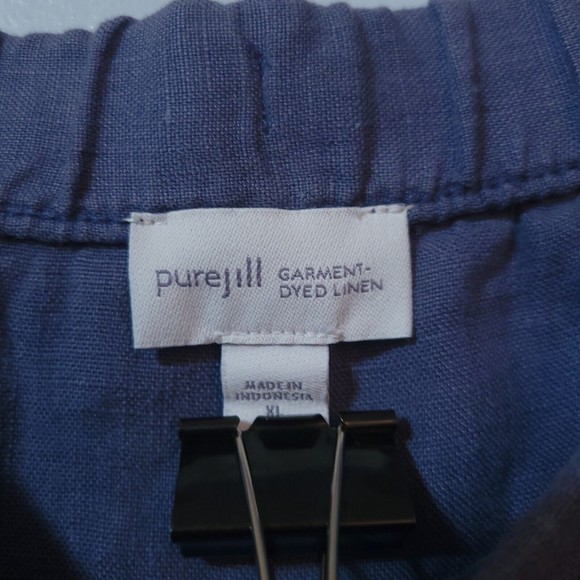 Pure Jill 100% Linen Cropped Pants Drawstring Women's Size XL Blue - Picture 3 of 9